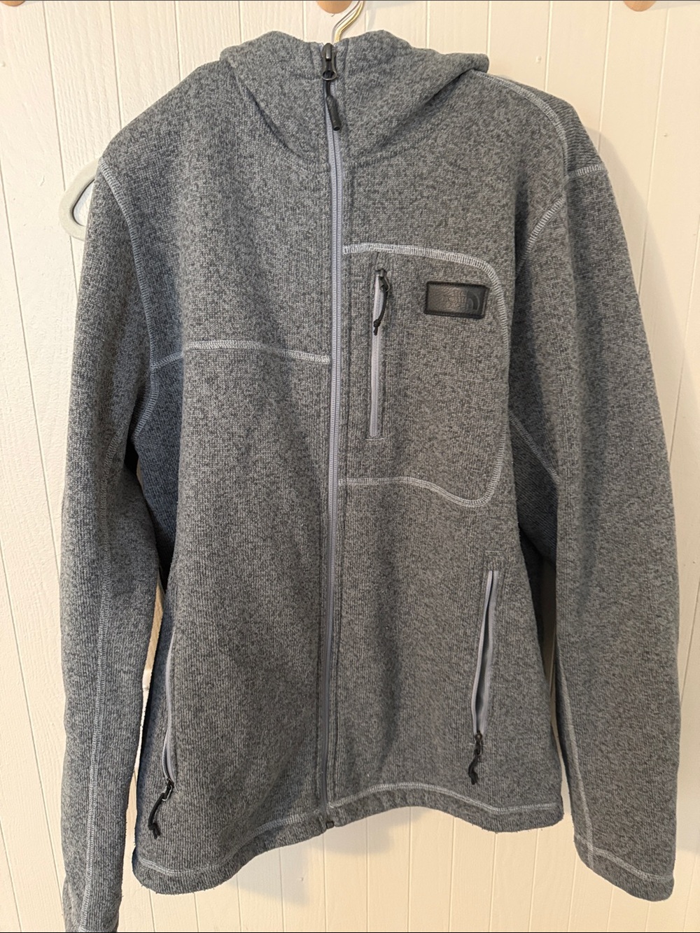 The North Face Gray Full-Zip Hooded Fleece Jacket